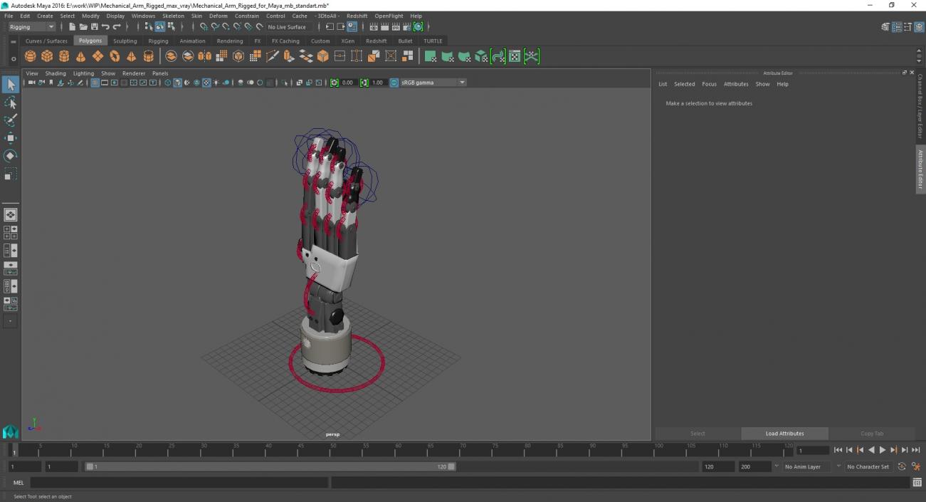 3D model Mechanical Arm Rigged for Maya