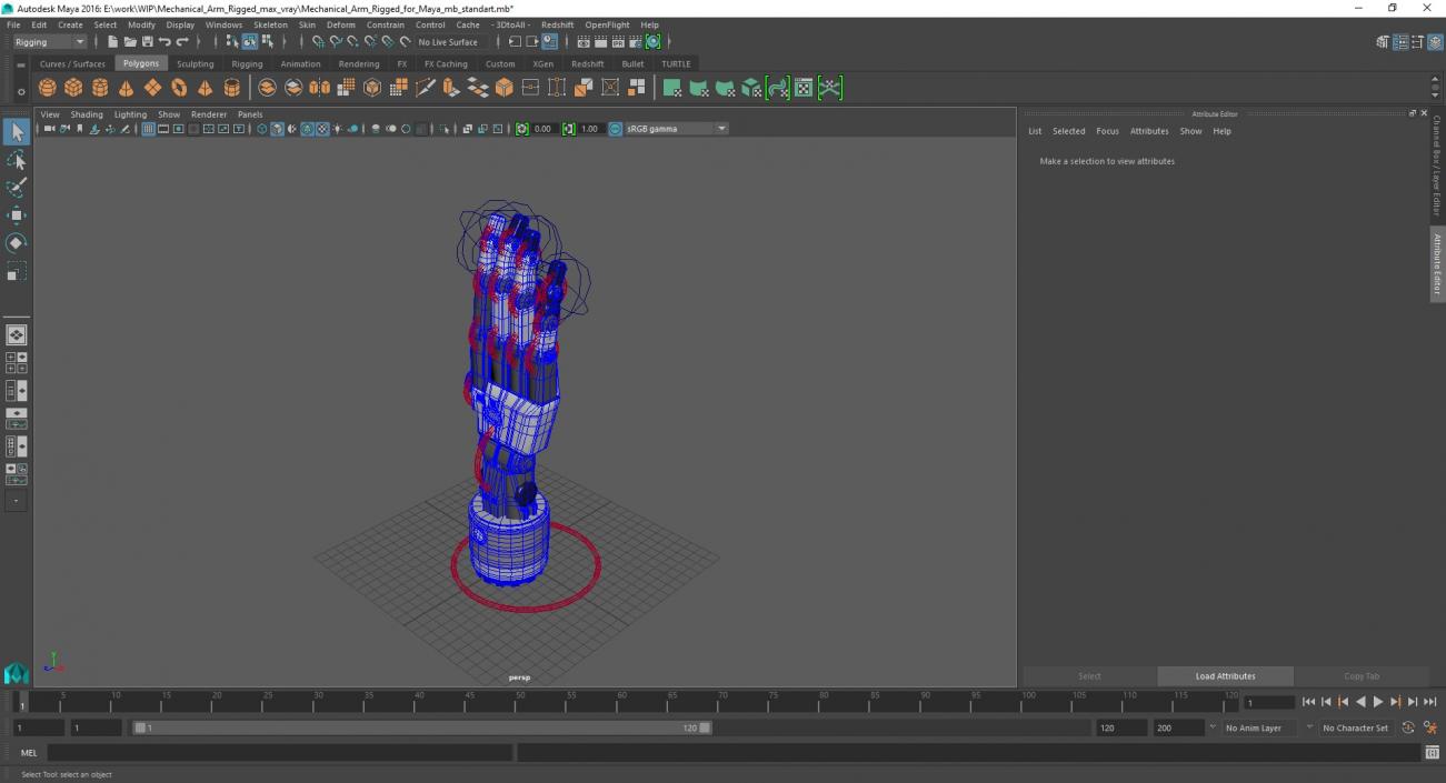 3D model Mechanical Arm Rigged for Maya