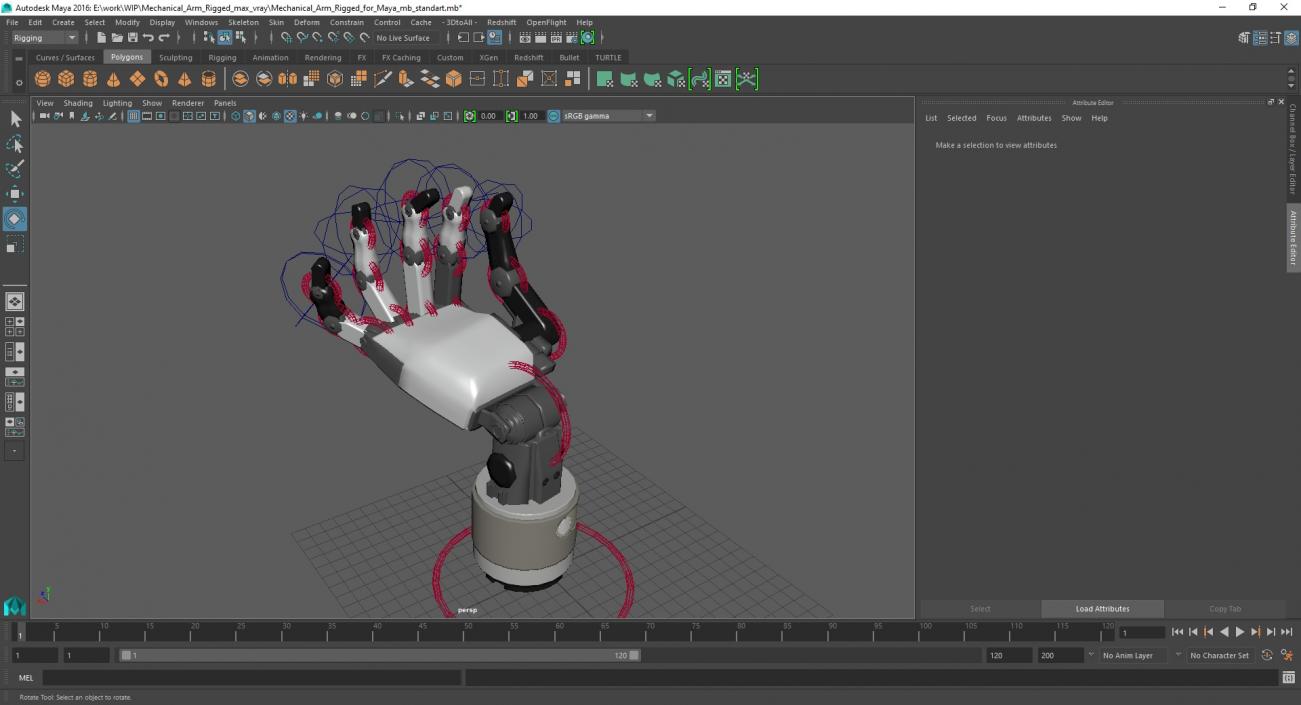 3D model Mechanical Arm Rigged for Maya