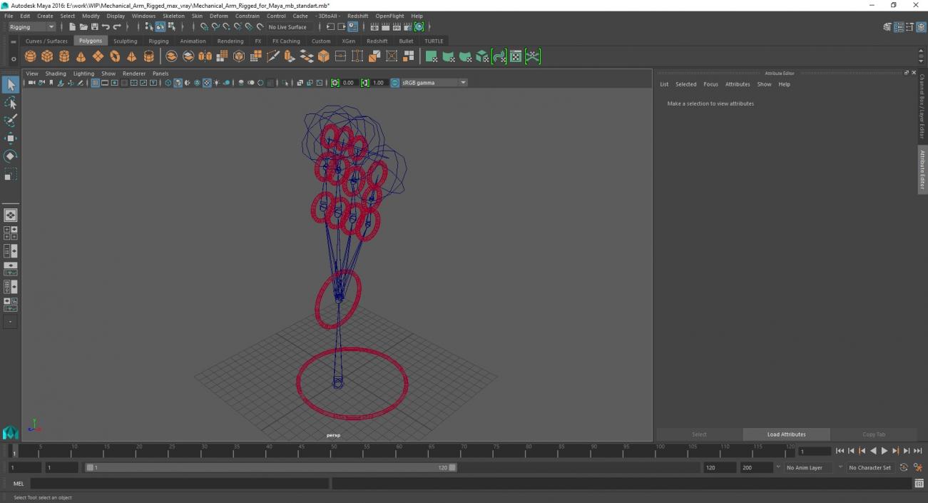 3D model Mechanical Arm Rigged for Maya