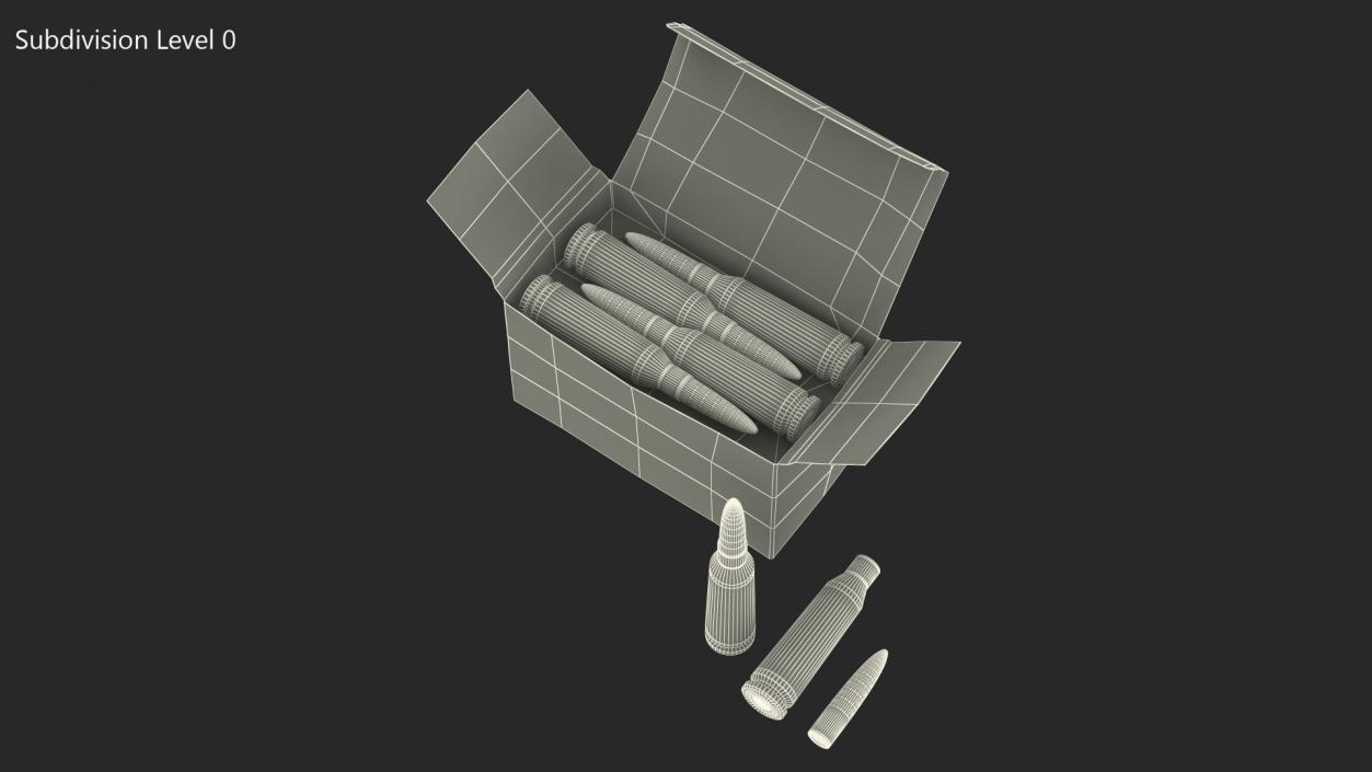 Box of 5.45x39mm Intermediate Cartridge 3D model