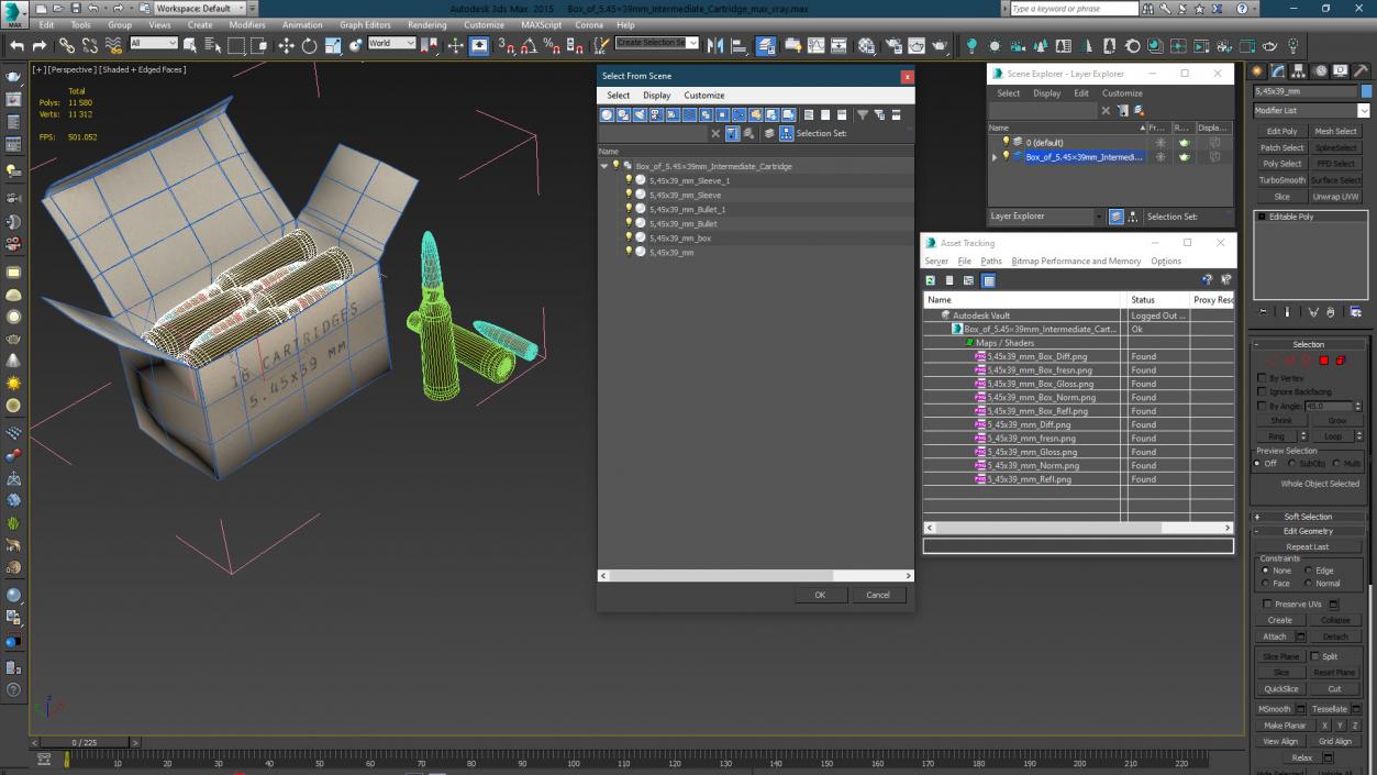 Box of 5.45x39mm Intermediate Cartridge 3D model
