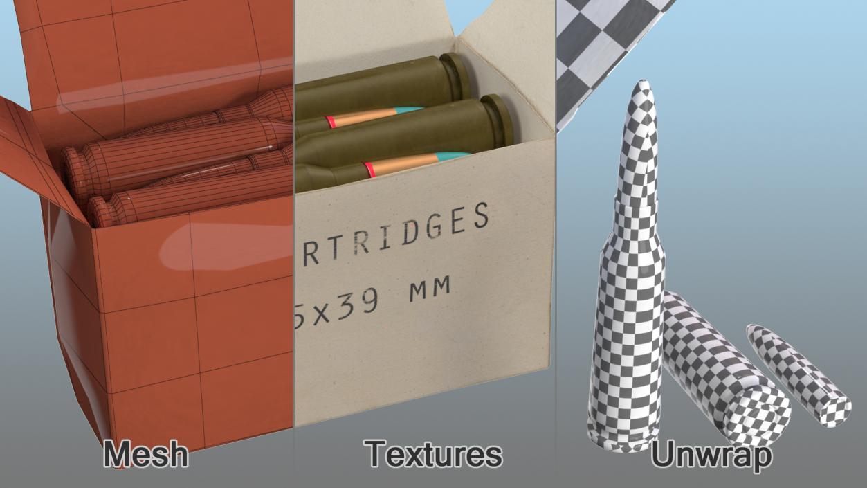 Box of 5.45x39mm Intermediate Cartridge 3D model