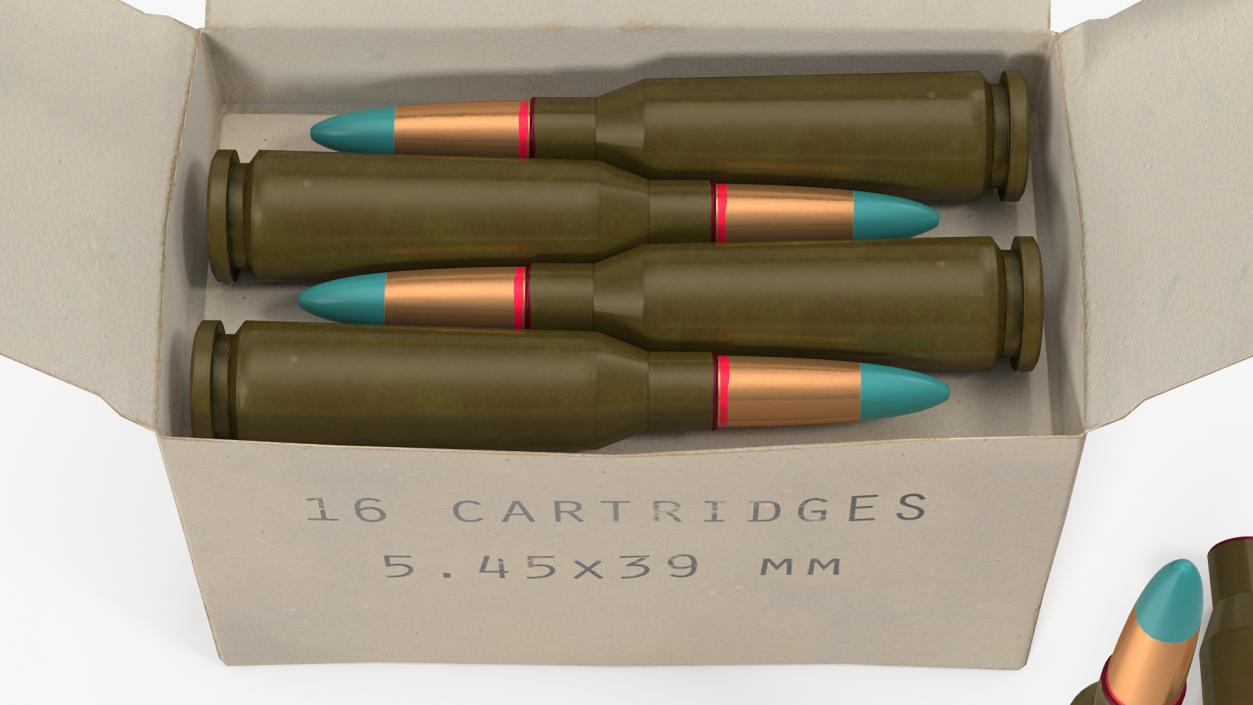 Box of 5.45x39mm Intermediate Cartridge 3D model