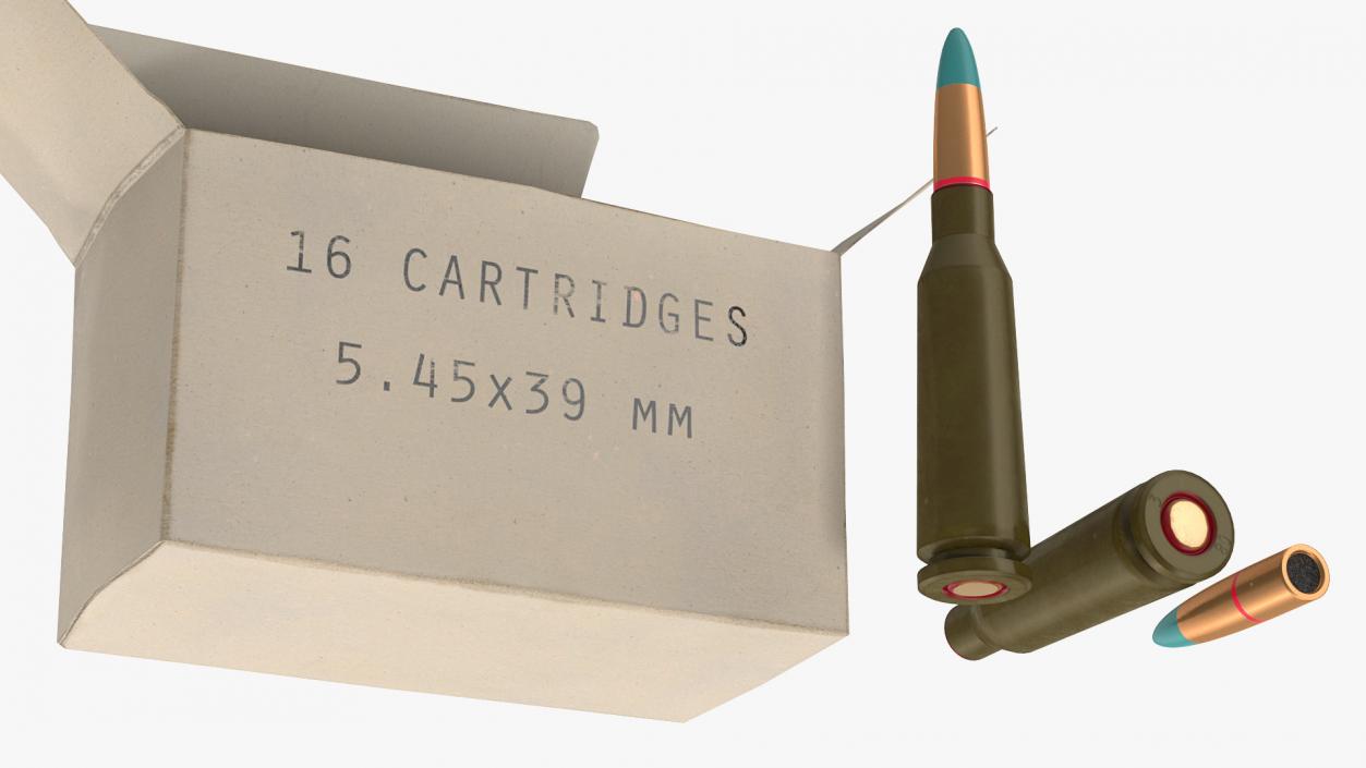 Box of 5.45x39mm Intermediate Cartridge 3D model