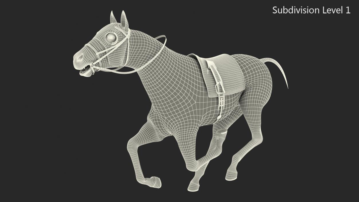 Bay Racehorse Fur Rigged 3D model