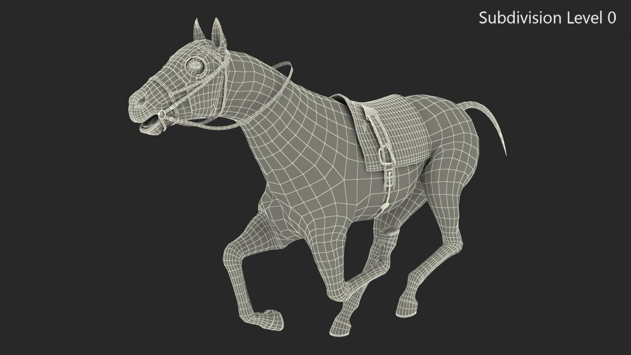 Bay Racehorse Fur Rigged 3D model