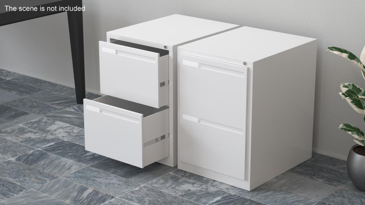 3D Filing Cabinet 2 Drawer Grey model