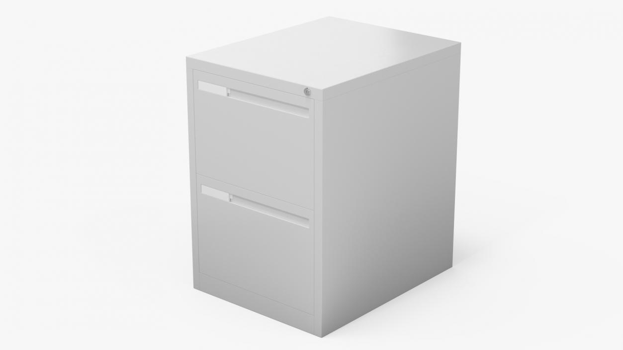 3D Filing Cabinet 2 Drawer Grey model