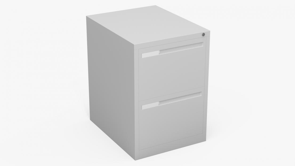 3D Filing Cabinet 2 Drawer Grey model