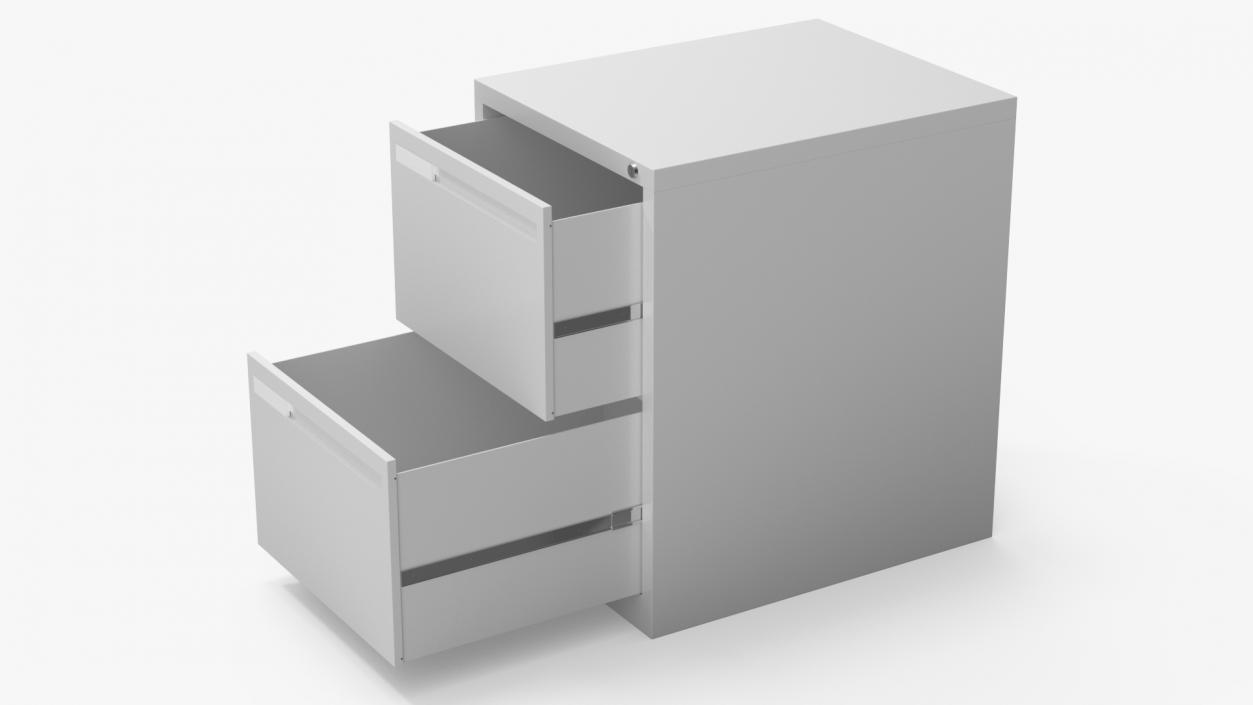 3D Filing Cabinet 2 Drawer Grey model