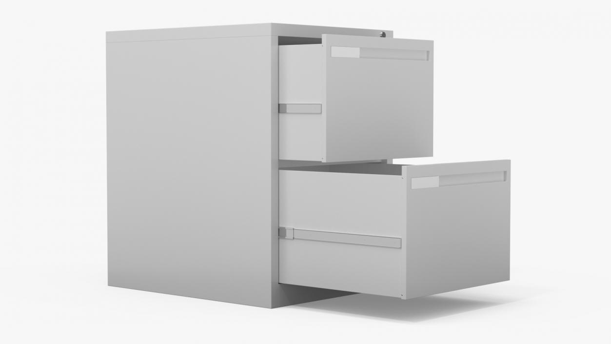 3D Filing Cabinet 2 Drawer Grey model