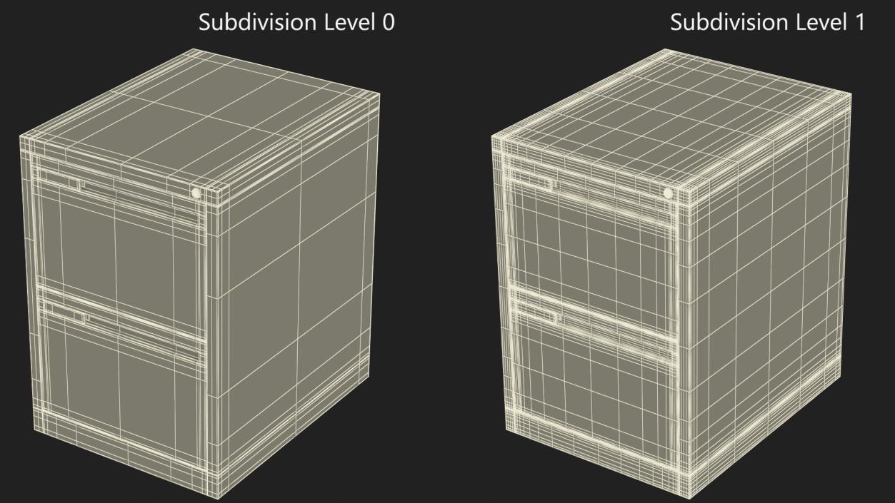 3D Filing Cabinet 2 Drawer Grey model