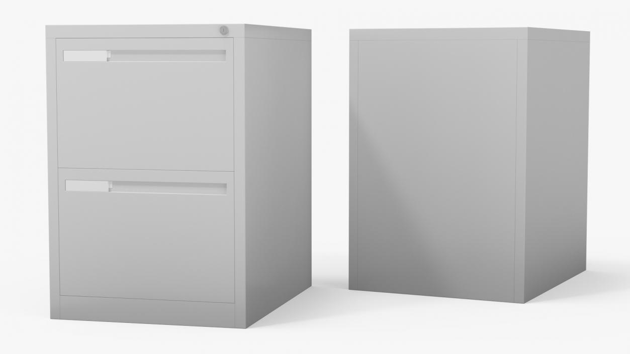 3D Filing Cabinet 2 Drawer Grey model