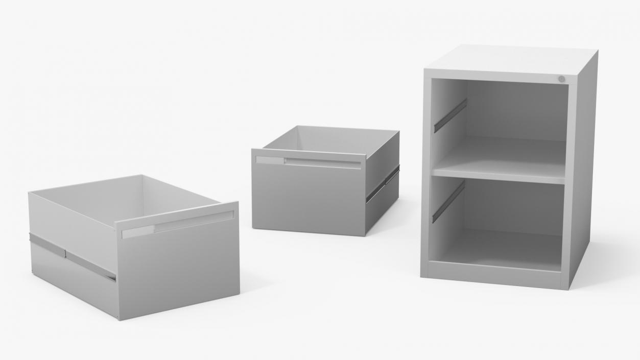 3D Filing Cabinet 2 Drawer Grey model