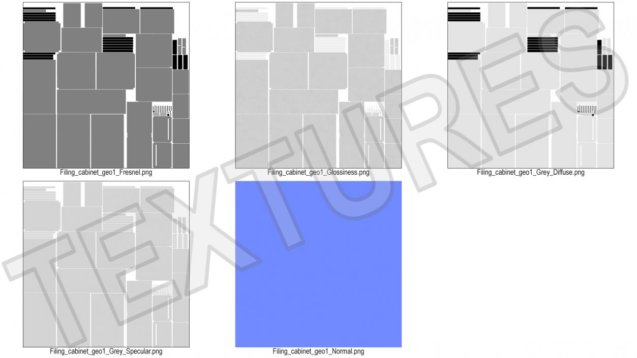 3D Filing Cabinet 2 Drawer Grey model