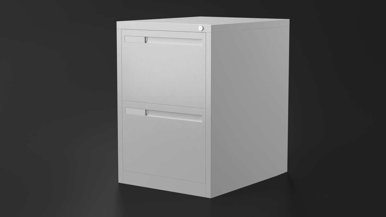 3D Filing Cabinet 2 Drawer Grey model