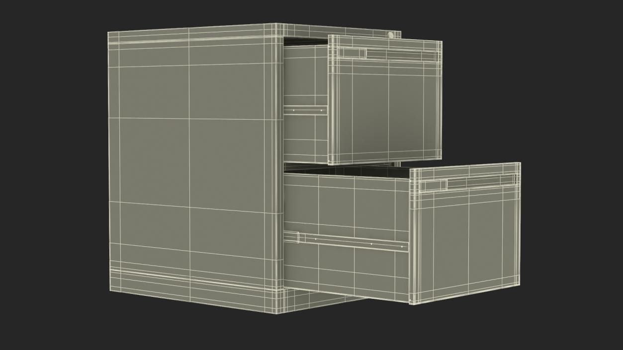 3D Filing Cabinet 2 Drawer Grey model