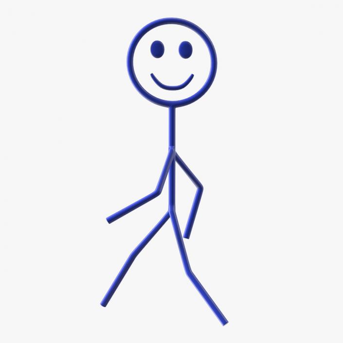 3D Stick Figure Blue Rigged for Maya model