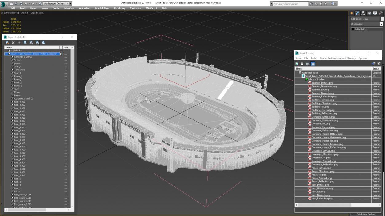 3D Short Track NASCAR Bristol Motor Speedway