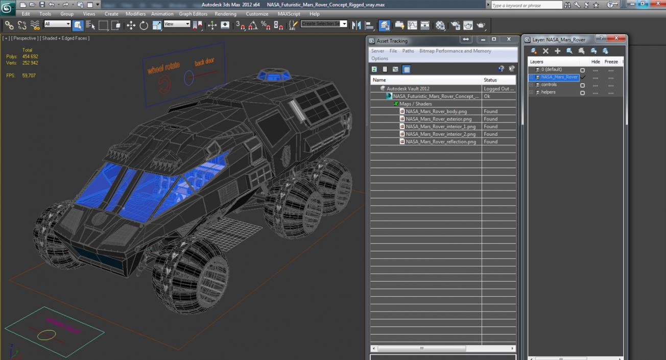 3D NASA Futuristic Mars Rover Concept Rigged