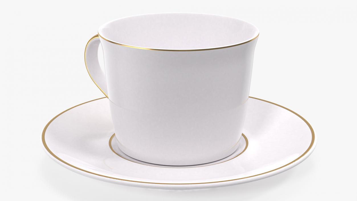 3D White Ceramic Cup on Plate