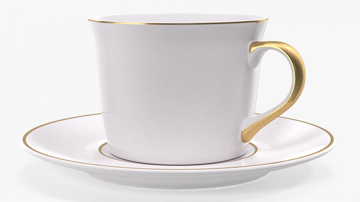 3D White Ceramic Cup on Plate