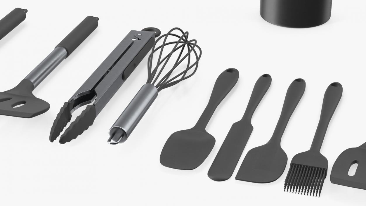 3D Cooking Utensil Set Chrome