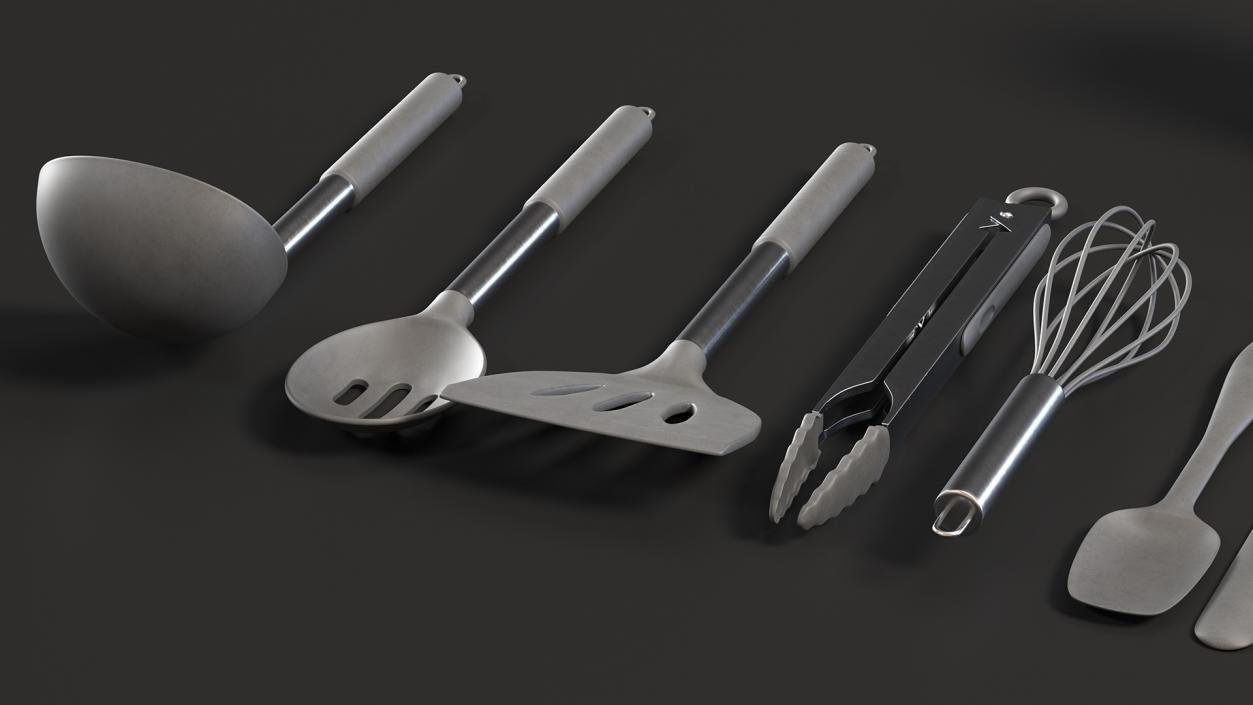 3D Cooking Utensil Set Chrome