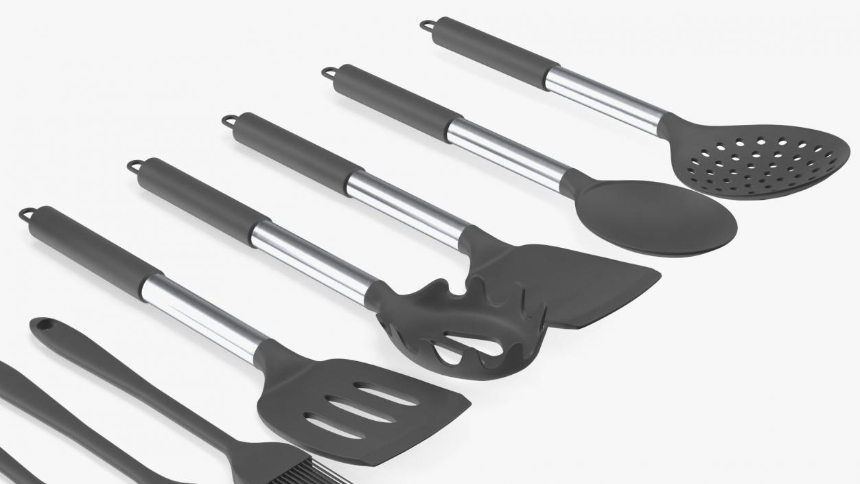 3D Cooking Utensil Set Chrome