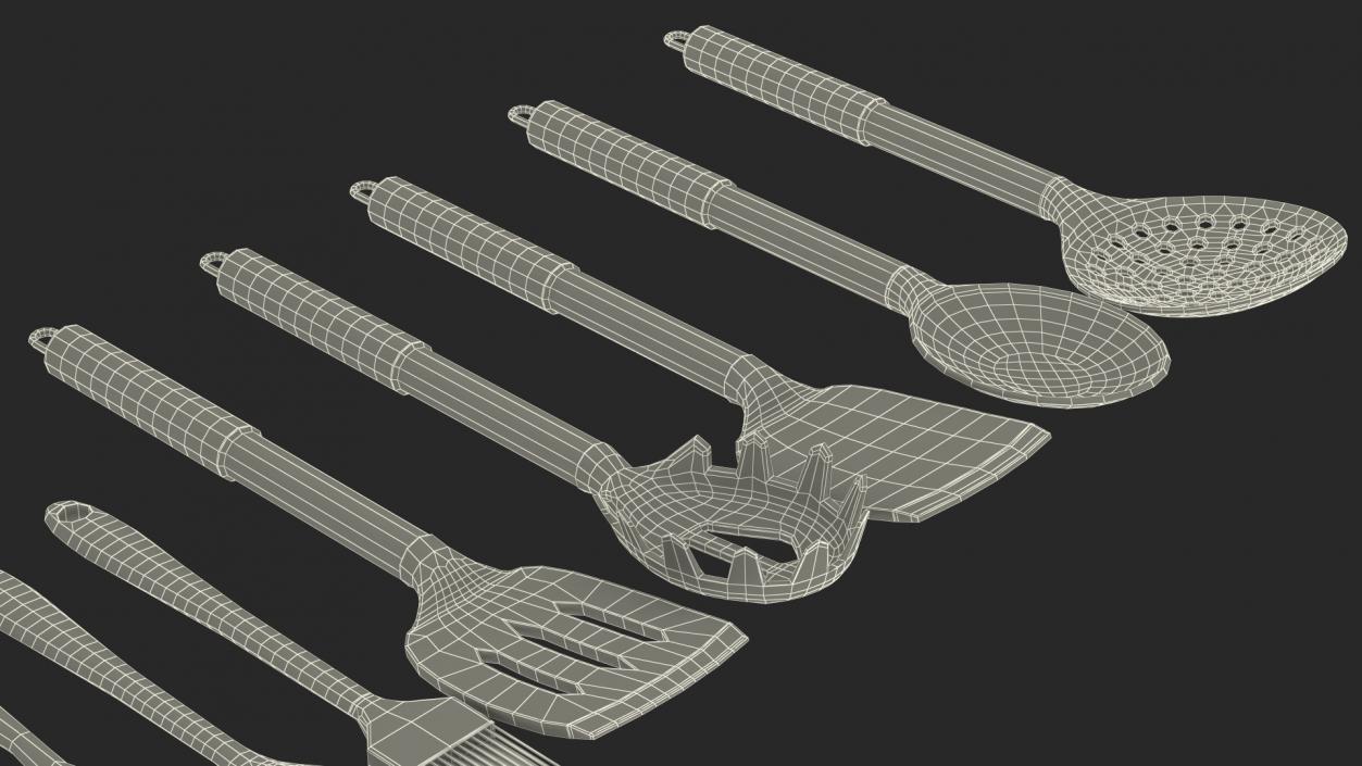 3D Cooking Utensil Set Chrome