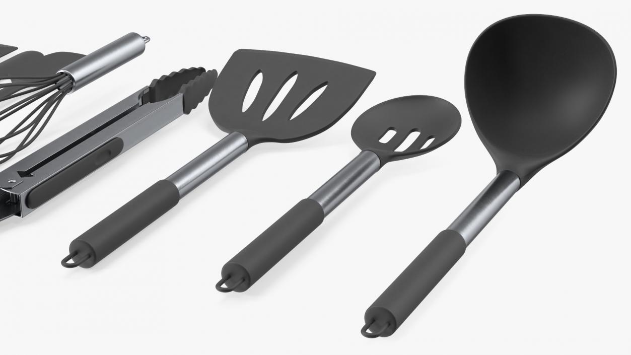 3D Cooking Utensil Set Chrome