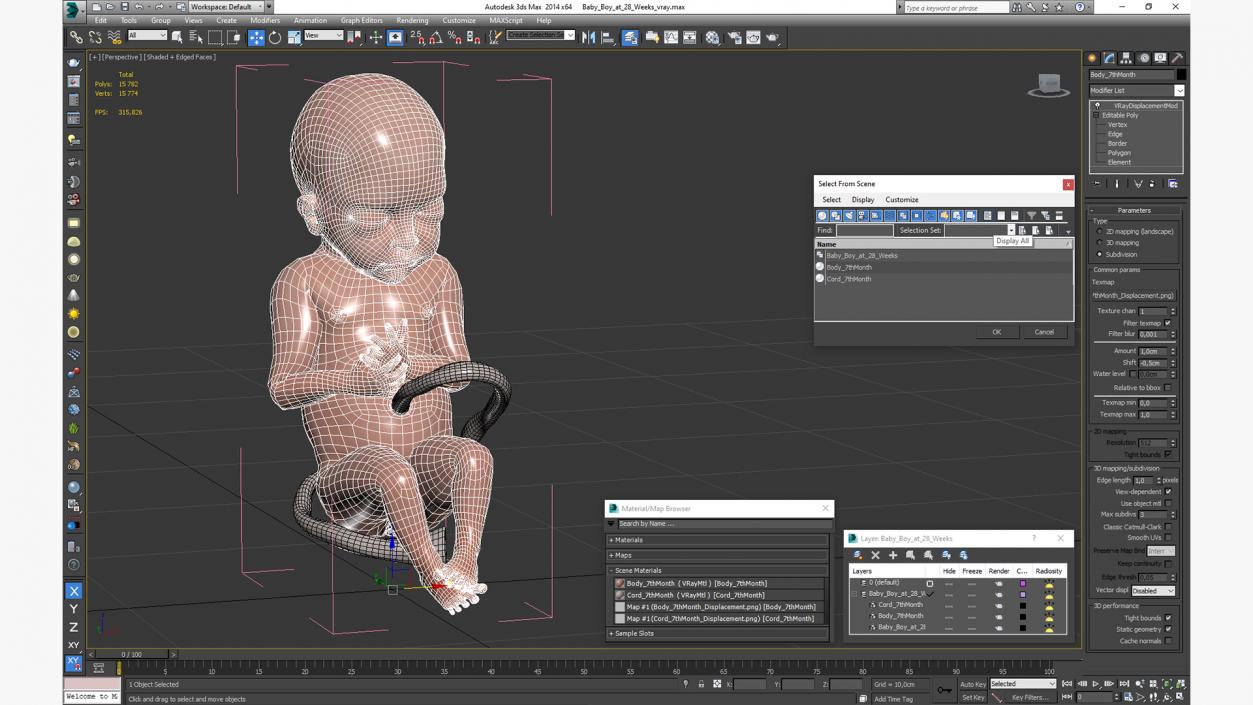 3D model Baby Boy at 28 Weeks