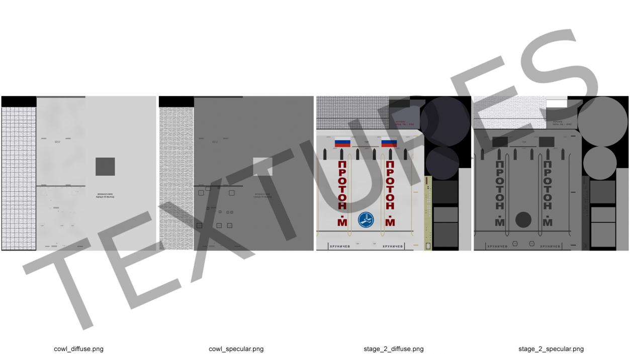 3D Proton M Rocket Main Parts