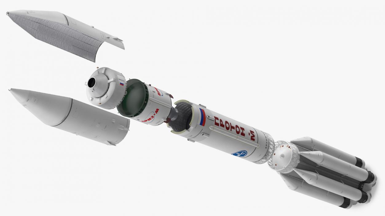 3D Proton M Rocket Main Parts