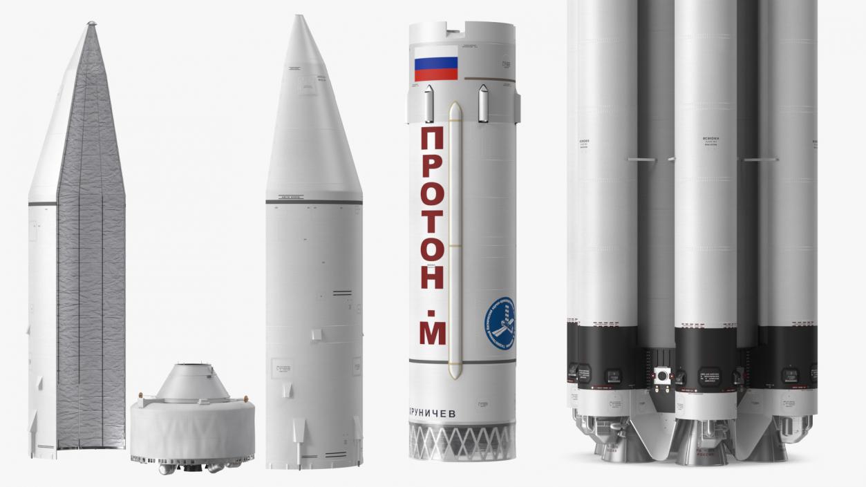 3D Proton M Rocket Main Parts