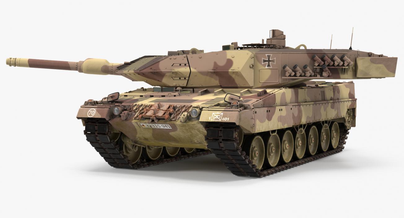 German Battle Tank Leopard 2A5 Desert Rigged 3D model