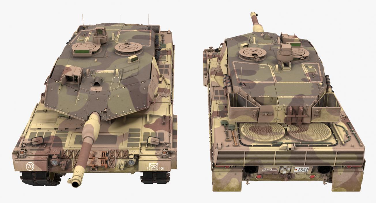 German Battle Tank Leopard 2A5 Desert Rigged 3D model