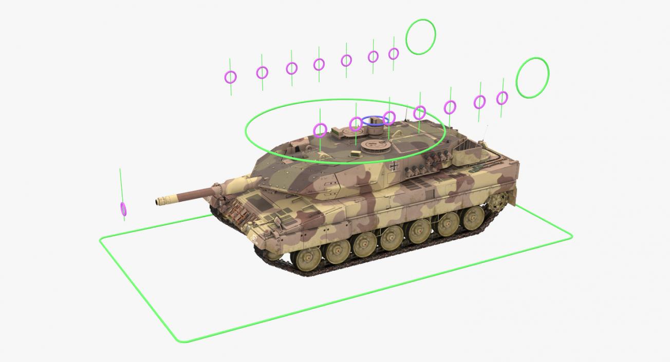 German Battle Tank Leopard 2A5 Desert Rigged 3D model