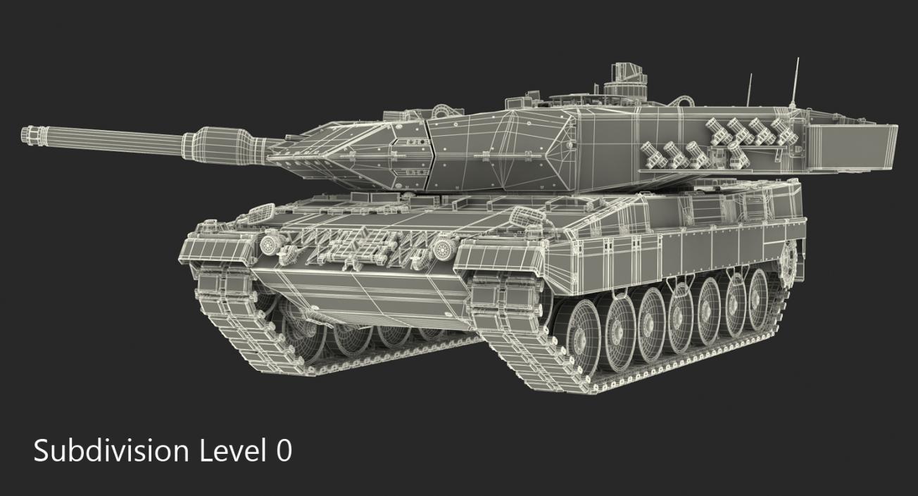 German Battle Tank Leopard 2A5 Desert Rigged 3D model