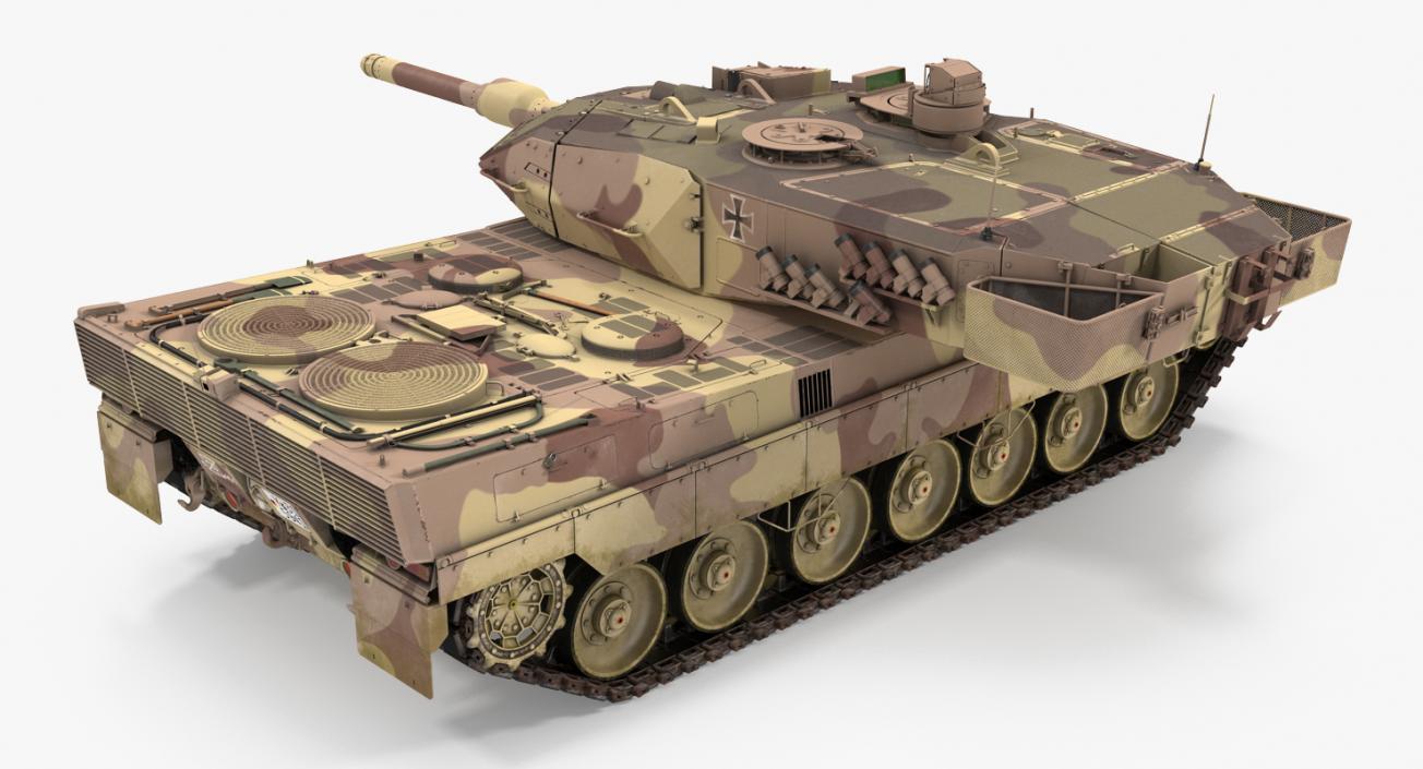 German Battle Tank Leopard 2A5 Desert Rigged 3D model