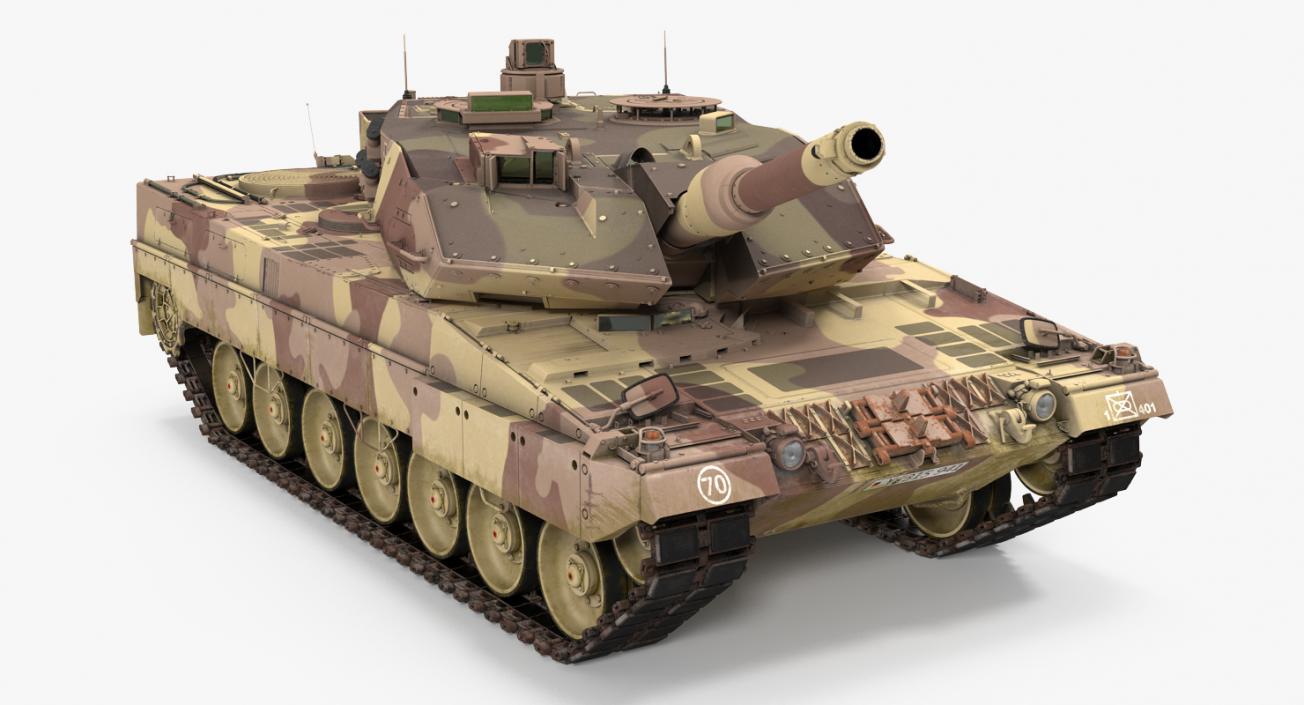 German Battle Tank Leopard 2A5 Desert Rigged 3D model