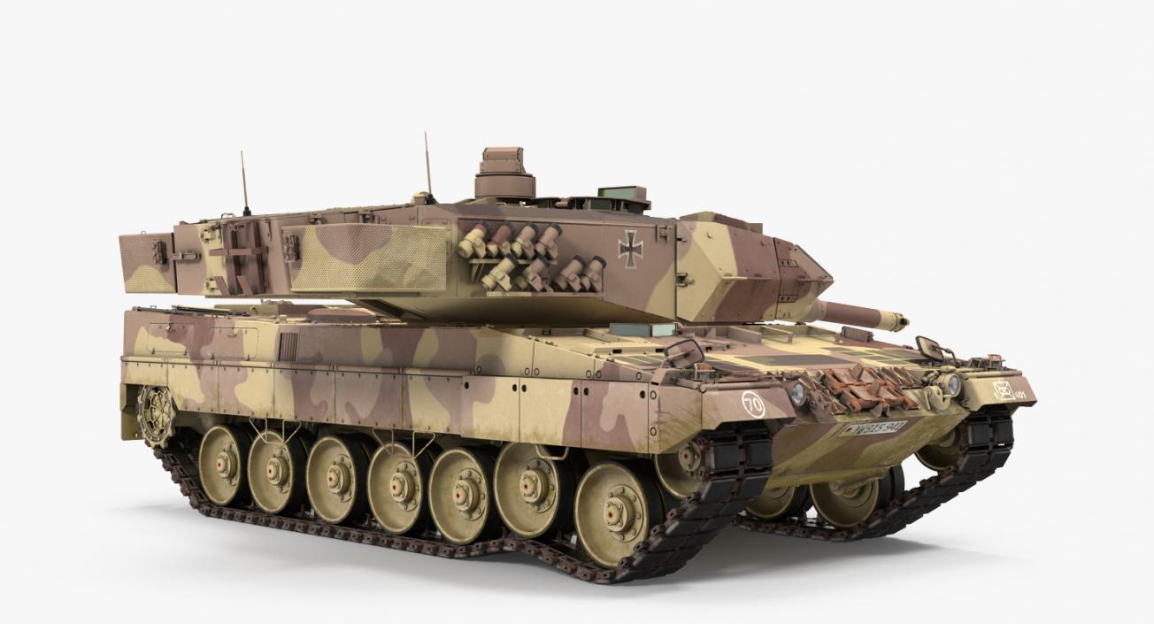 German Battle Tank Leopard 2A5 Desert Rigged 3D model