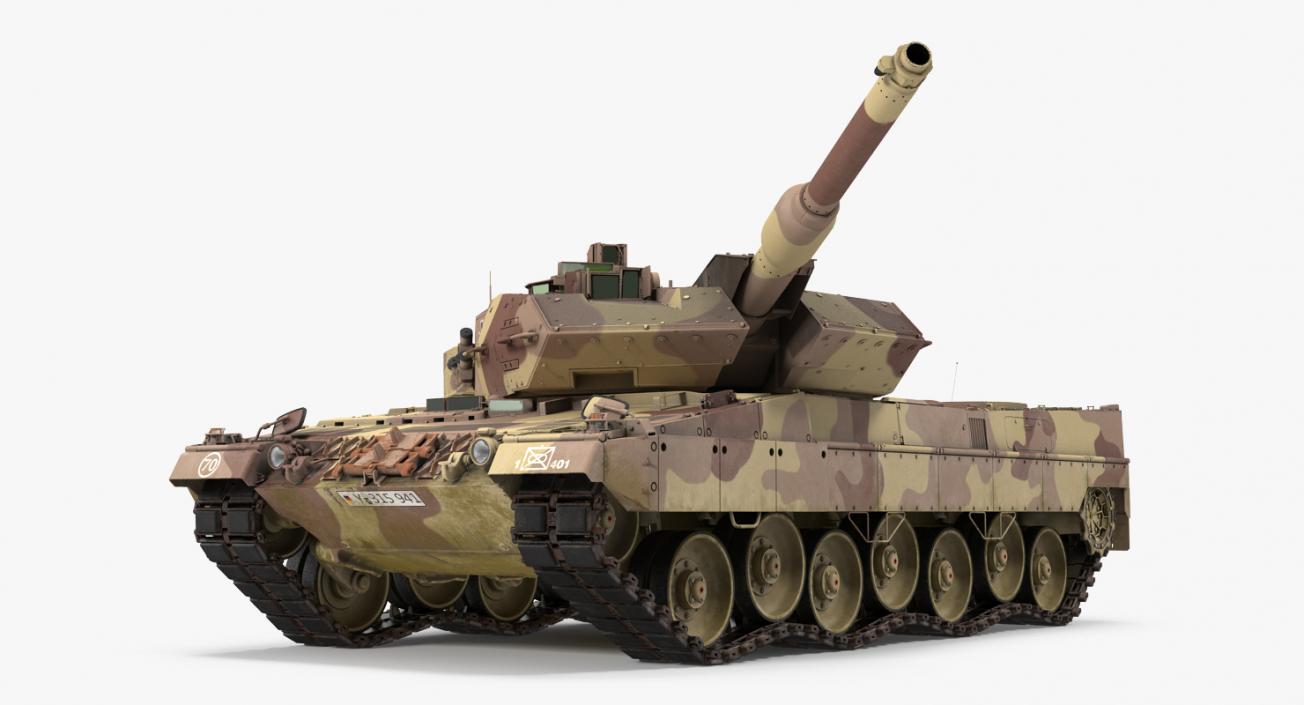 German Battle Tank Leopard 2A5 Desert Rigged 3D model