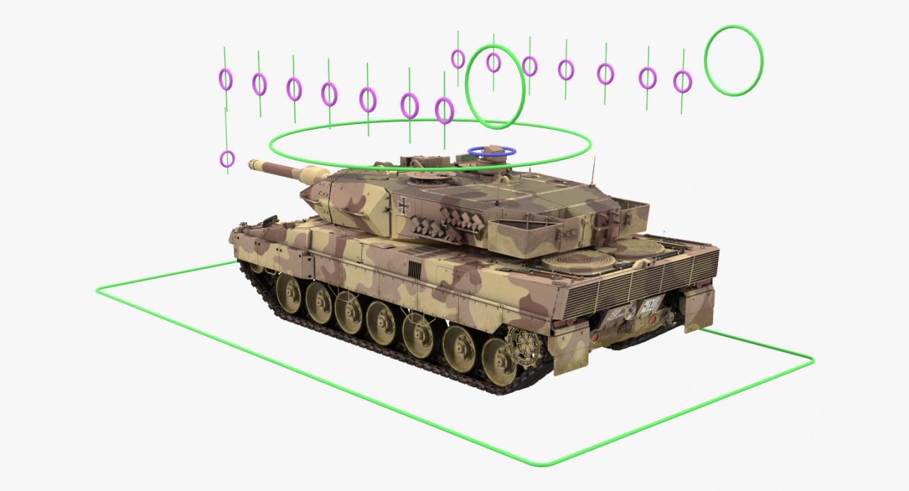 German Battle Tank Leopard 2A5 Desert Rigged 3D model