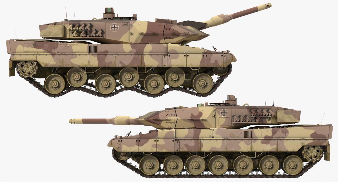 German Battle Tank Leopard 2A5 Desert Rigged 3D model