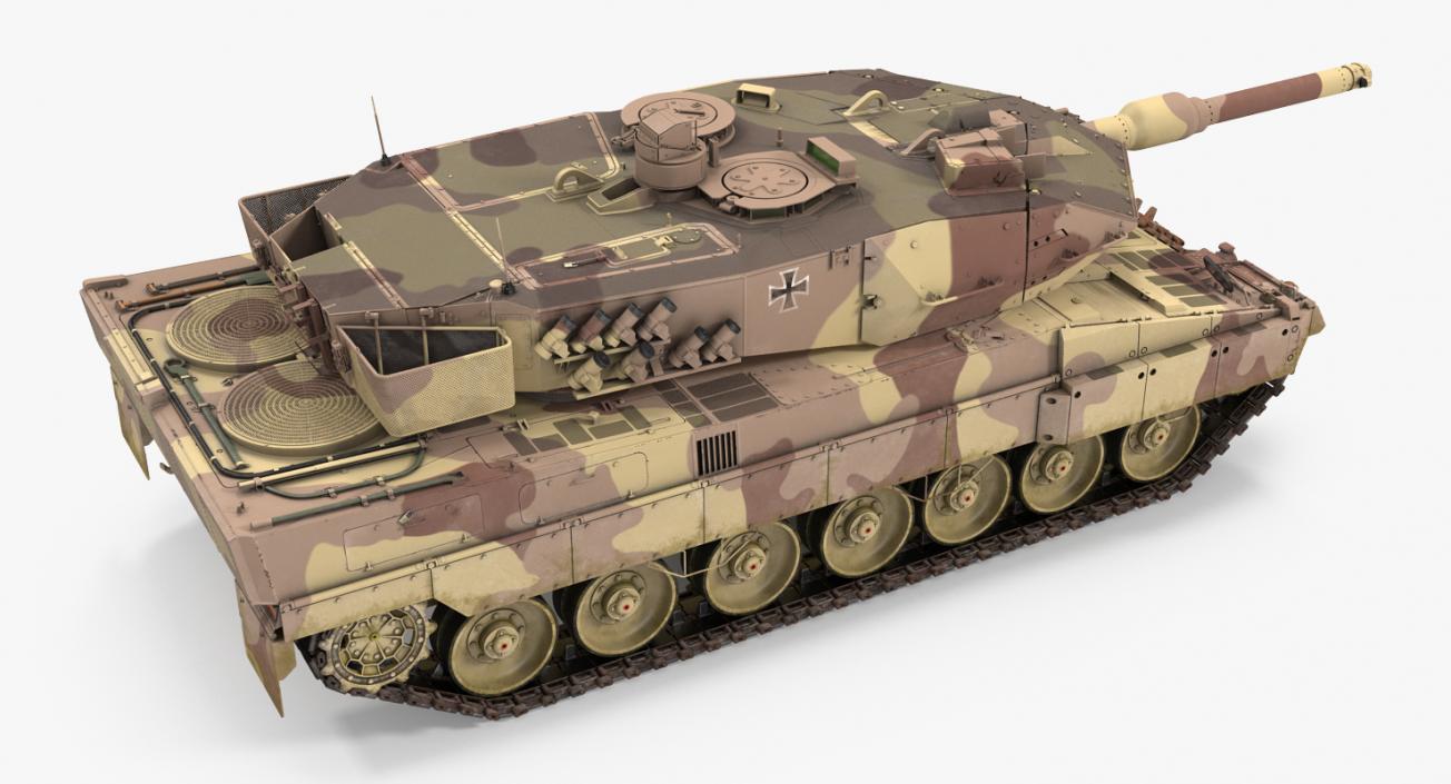 German Battle Tank Leopard 2A5 Desert Rigged 3D model