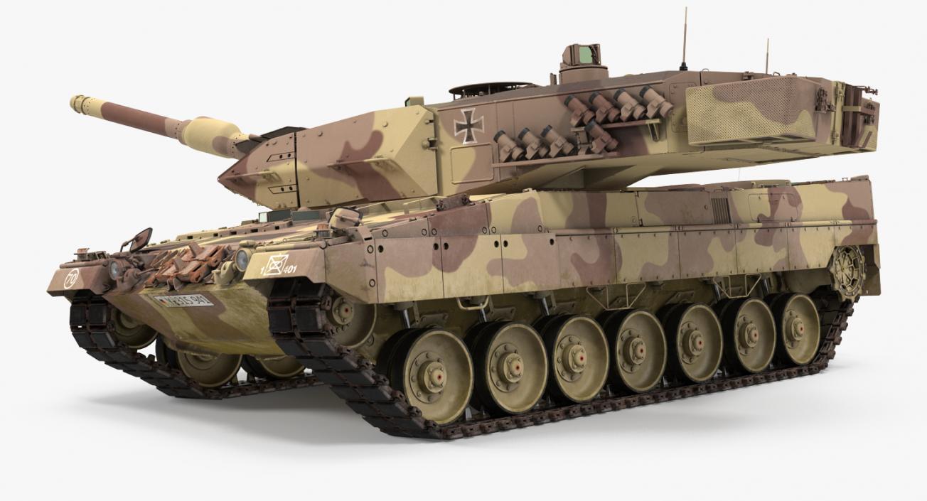 German Battle Tank Leopard 2A5 Desert Rigged 3D model