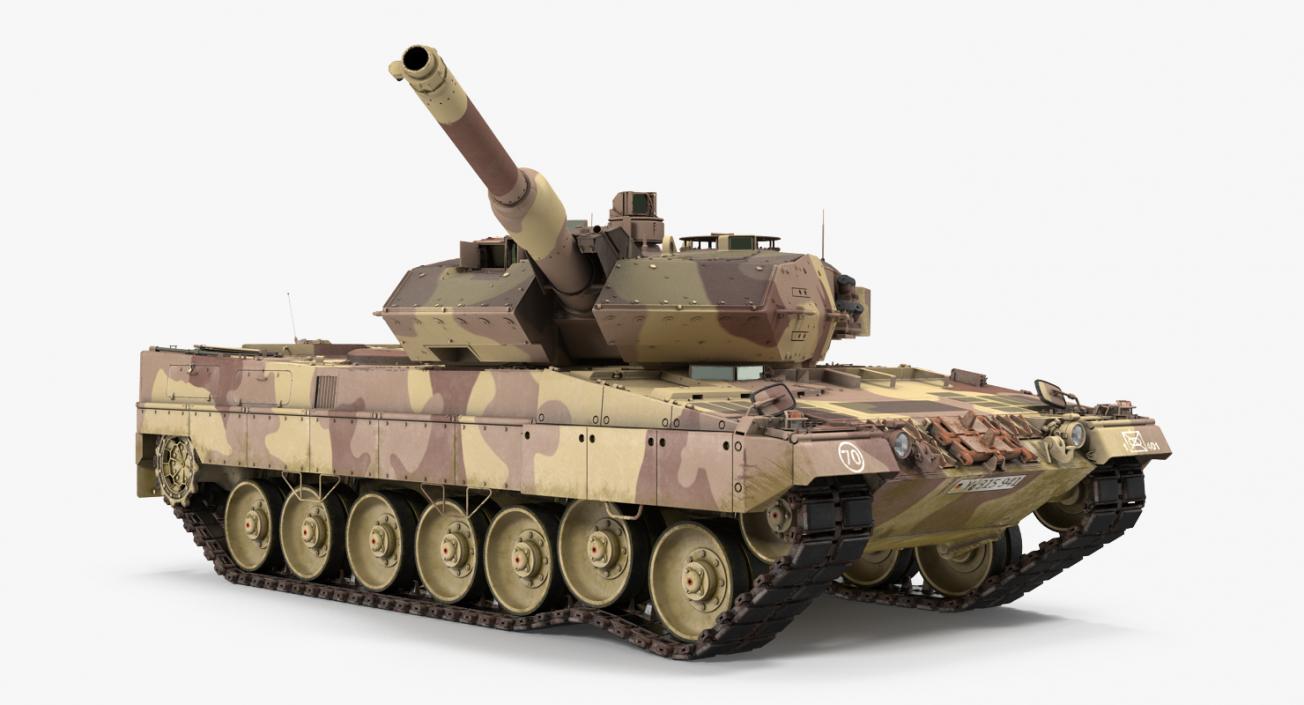 German Battle Tank Leopard 2A5 Desert Rigged 3D model