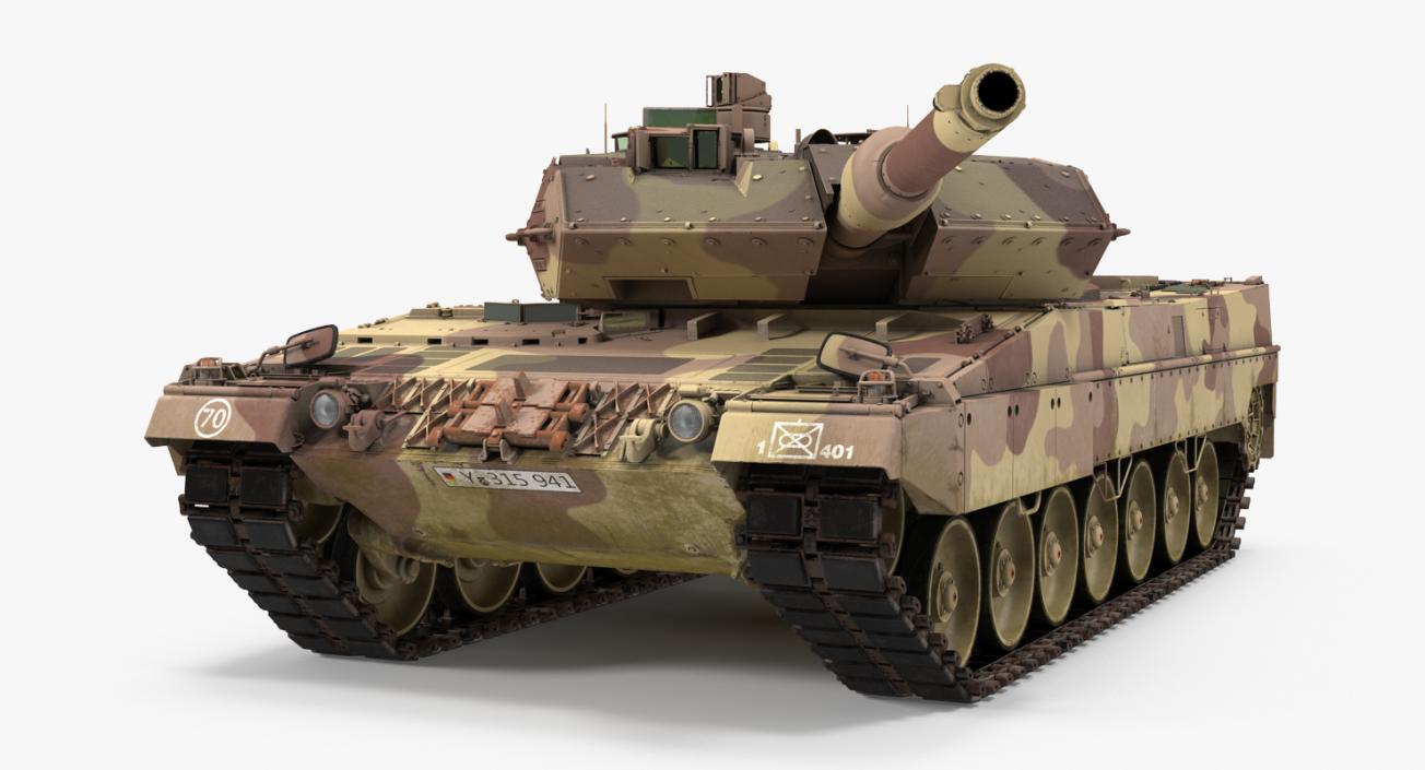 German Battle Tank Leopard 2A5 Desert Rigged 3D model